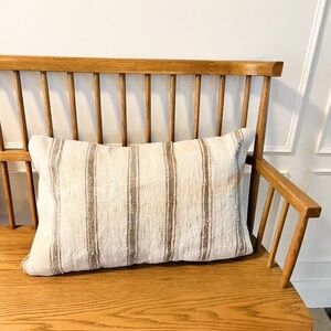 Heavy textured Striped Cream and Brown decorative pillow  23 x 15